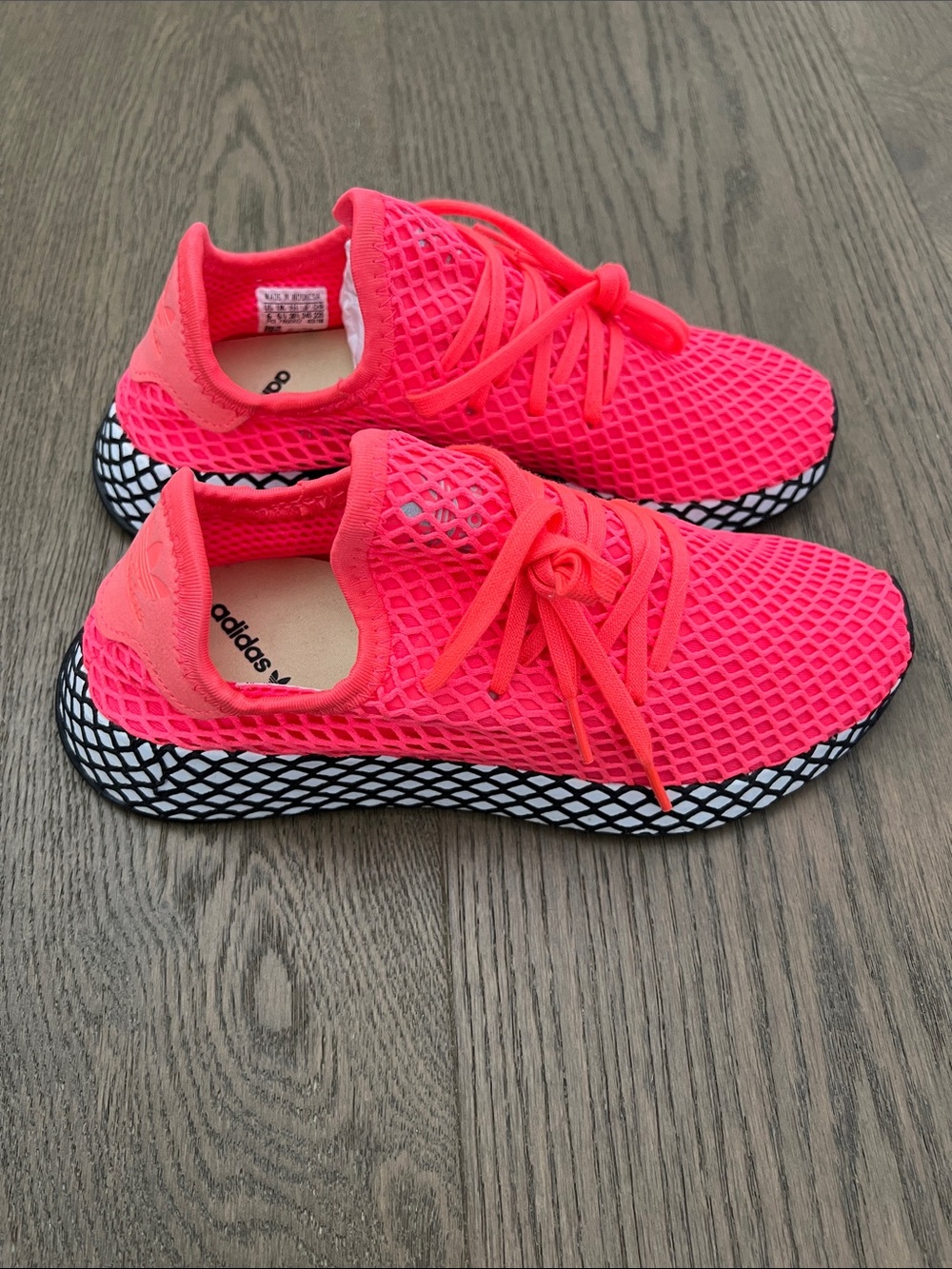 adidas Women’s Neon Coral Mesh Sneakers - Picture 2 of 6